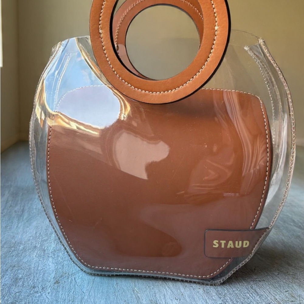 STAUD Tan Clear Tote Bag